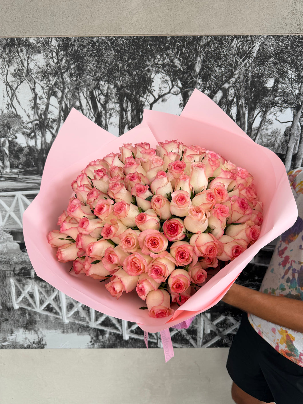 100 Pink Roses - One Hundred Pink Roses – Sweetheart Florist