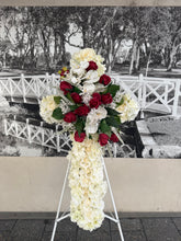 Load image into Gallery viewer, Artificial Bleeding Heart Funeral Cross
