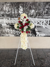 Load image into Gallery viewer, Artificial Bleeding Heart Funeral Cross
