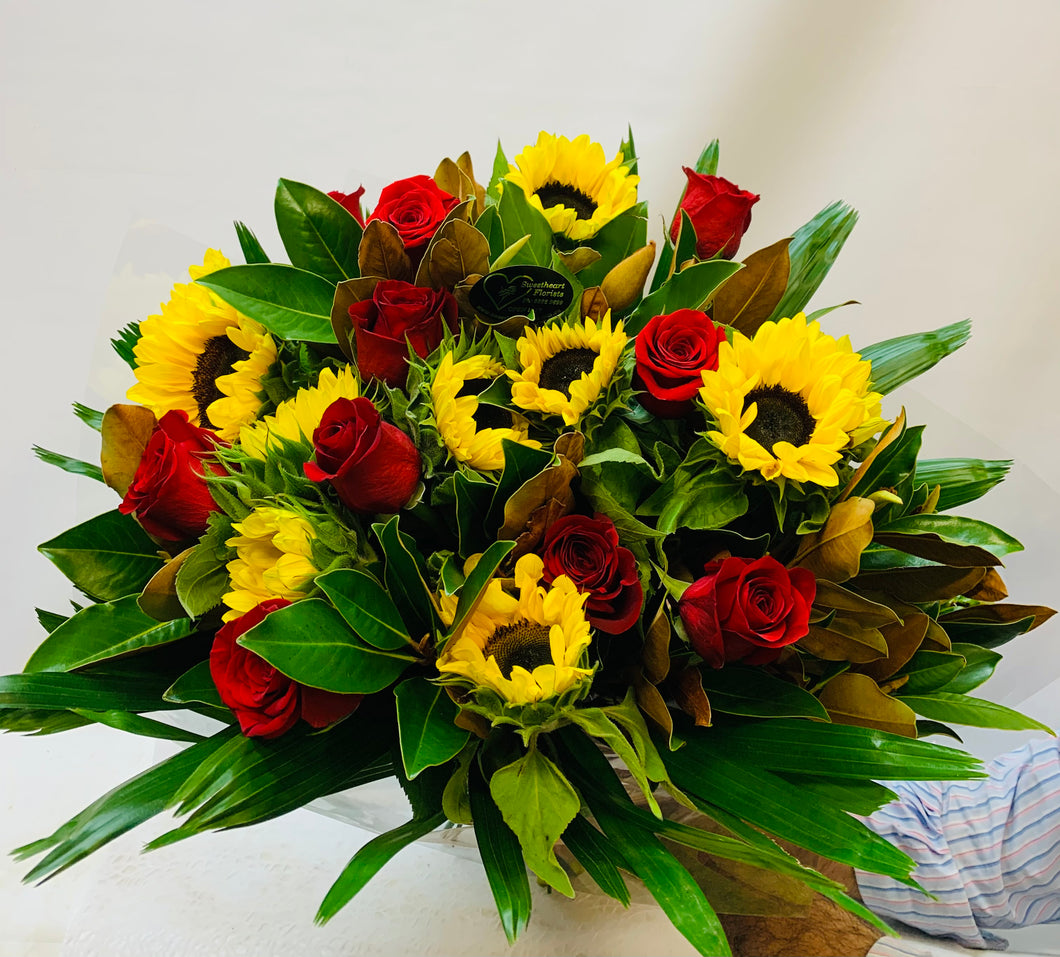 Red Roses and Sunflowers - Summer Loving